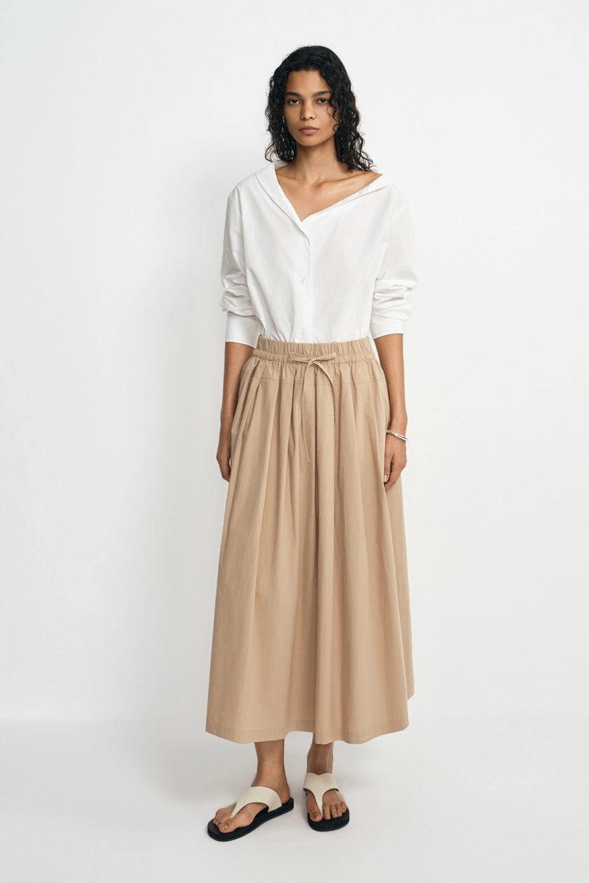 Panier Drawstring Waist Pleated Skirt