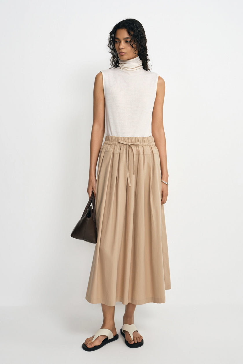 Panier Drawstring Waist Pleated Skirt