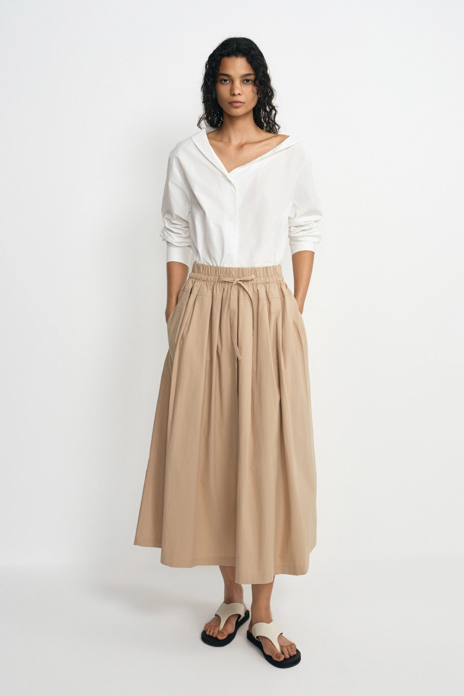 Panier Drawstring Waist Pleated Skirt