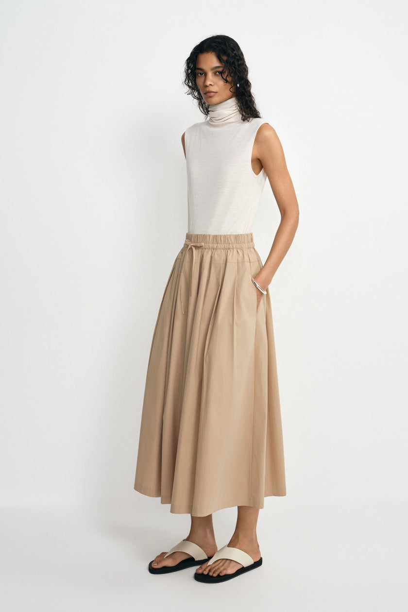 Panier Drawstring Waist Pleated Skirt
