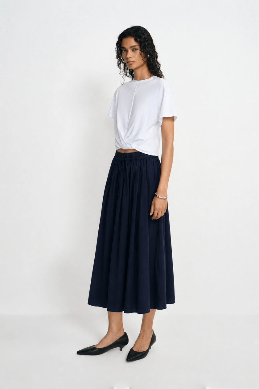 Panier Drawstring Waist Pleated Skirt