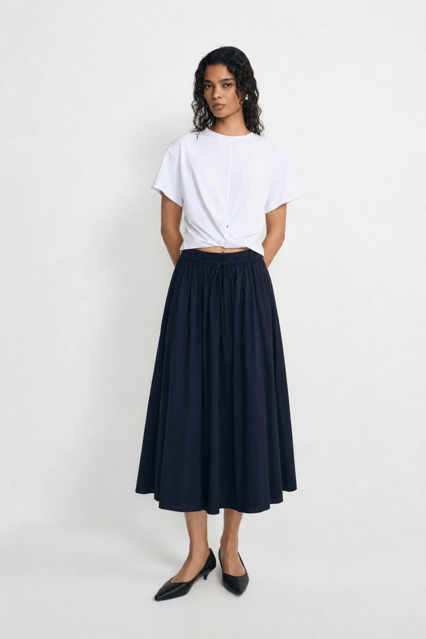 Panier Drawstring Waist Pleated Skirt