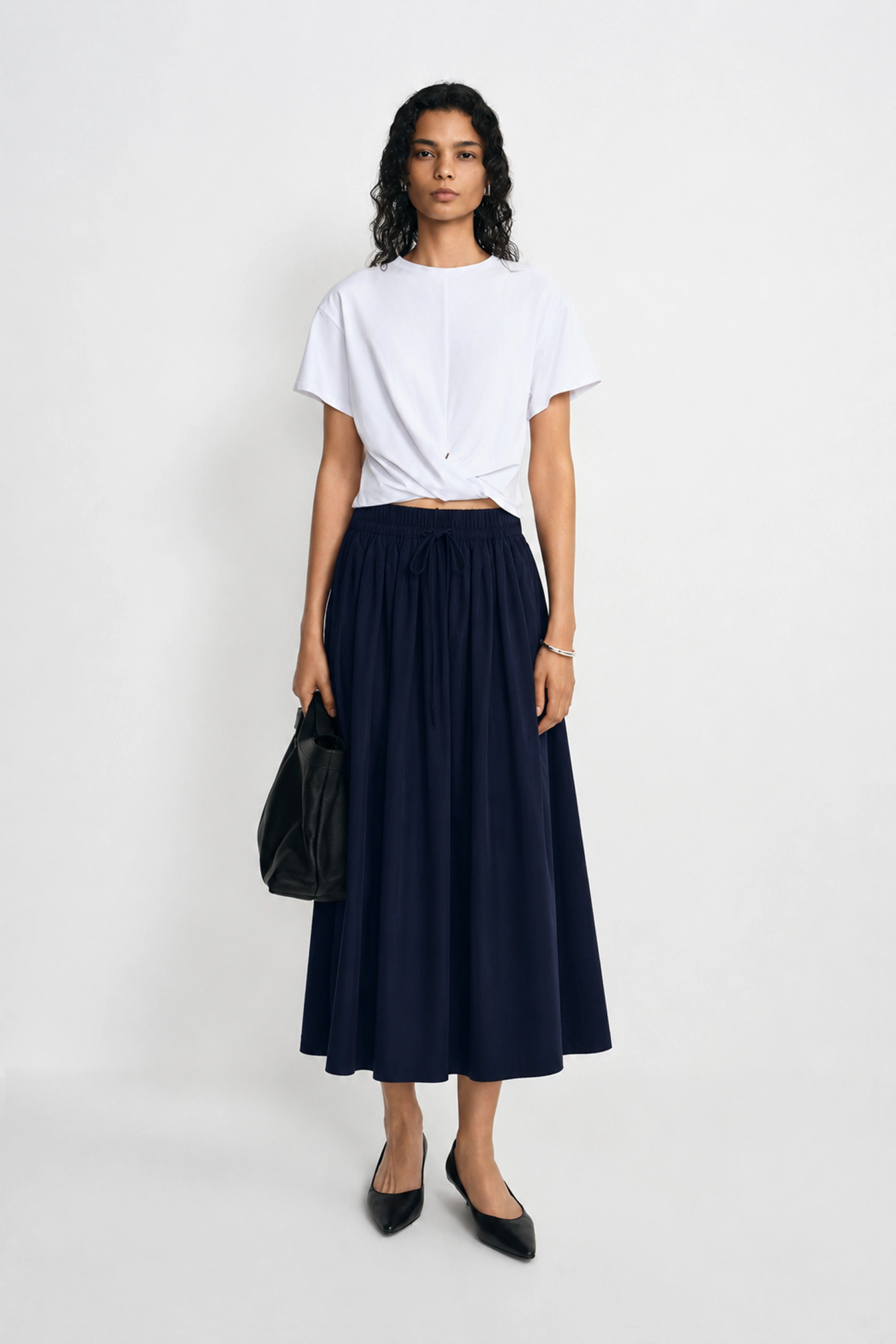 Panier Drawstring Waist Pleated Skirt