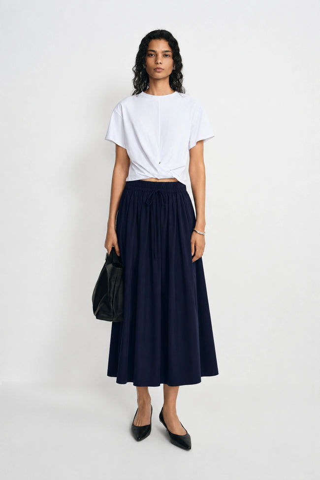 Panier Drawstring Waist Pleated Skirt