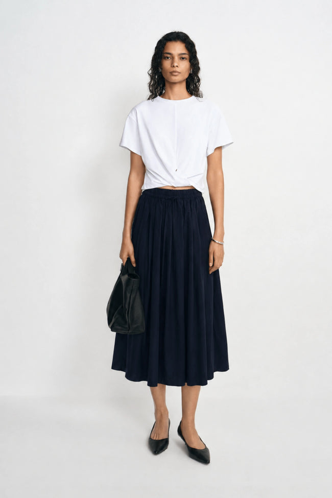 Panier Drawstring Waist Pleated Skirt