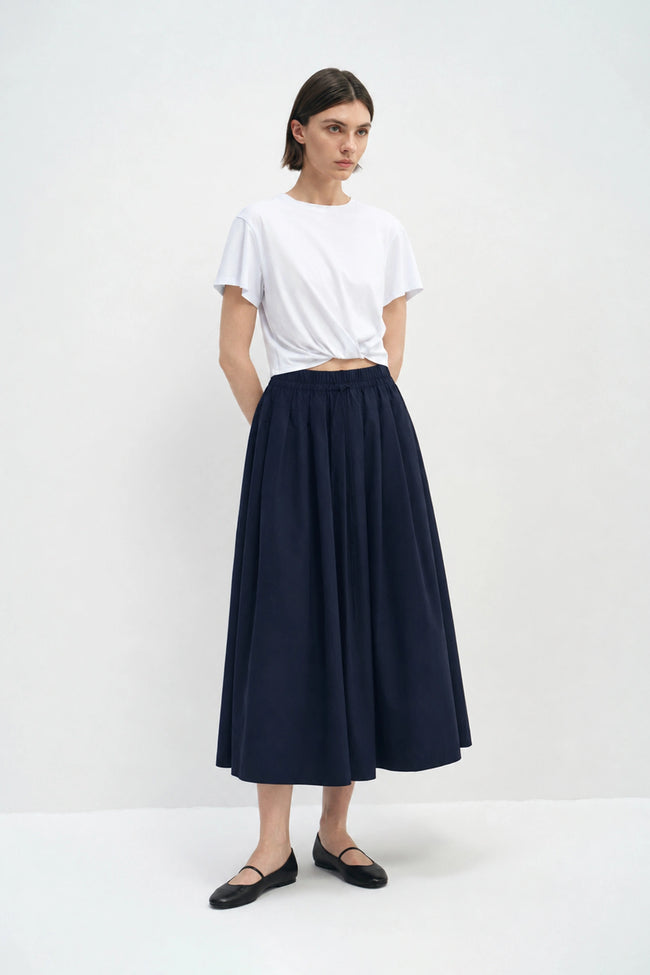 Panier Drawstring Waist Pleated Skirt
