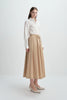 Panier Drawstring Waist Pleated Skirt Khaki
