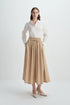 Panier Drawstring Waist Pleated Skirt Khaki
