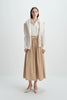 Panier Drawstring Waist Pleated Skirt Khaki