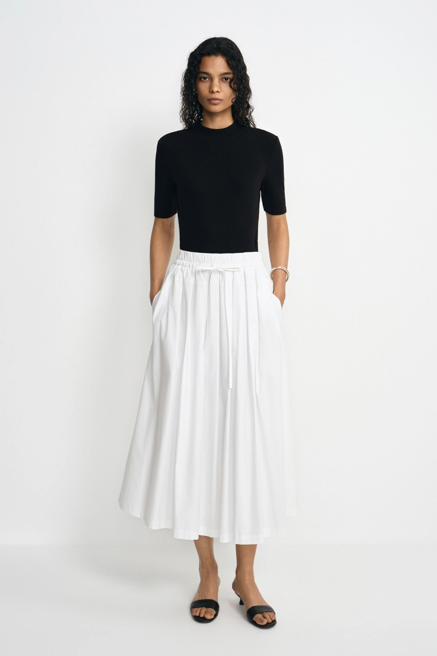 Panier Drawstring Waist Pleated Skirt