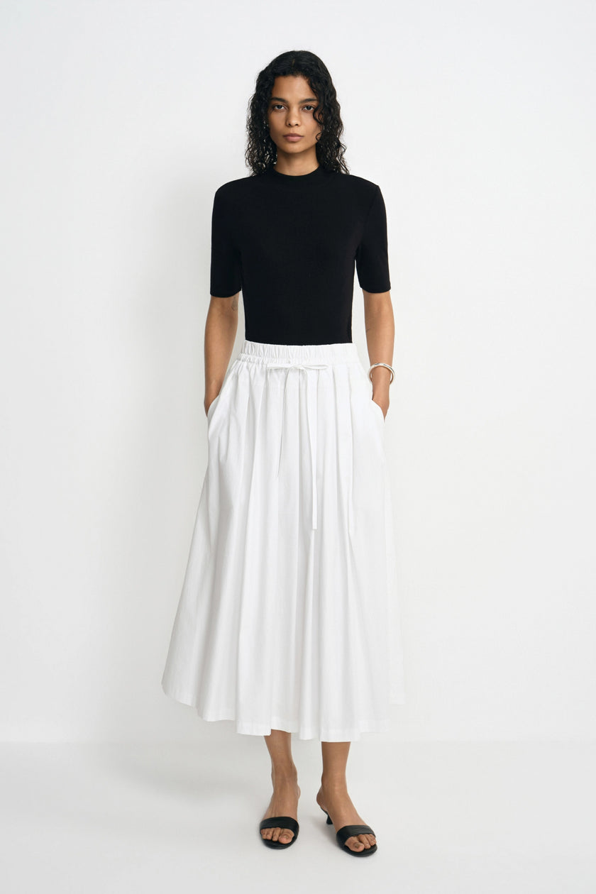 Panier Drawstring Waist Pleated Skirt