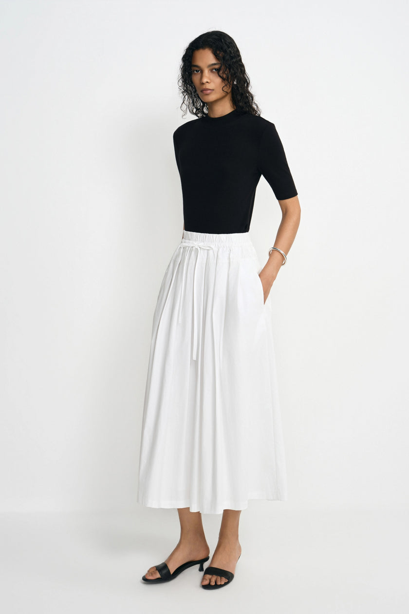 Panier Drawstring Waist Pleated Skirt