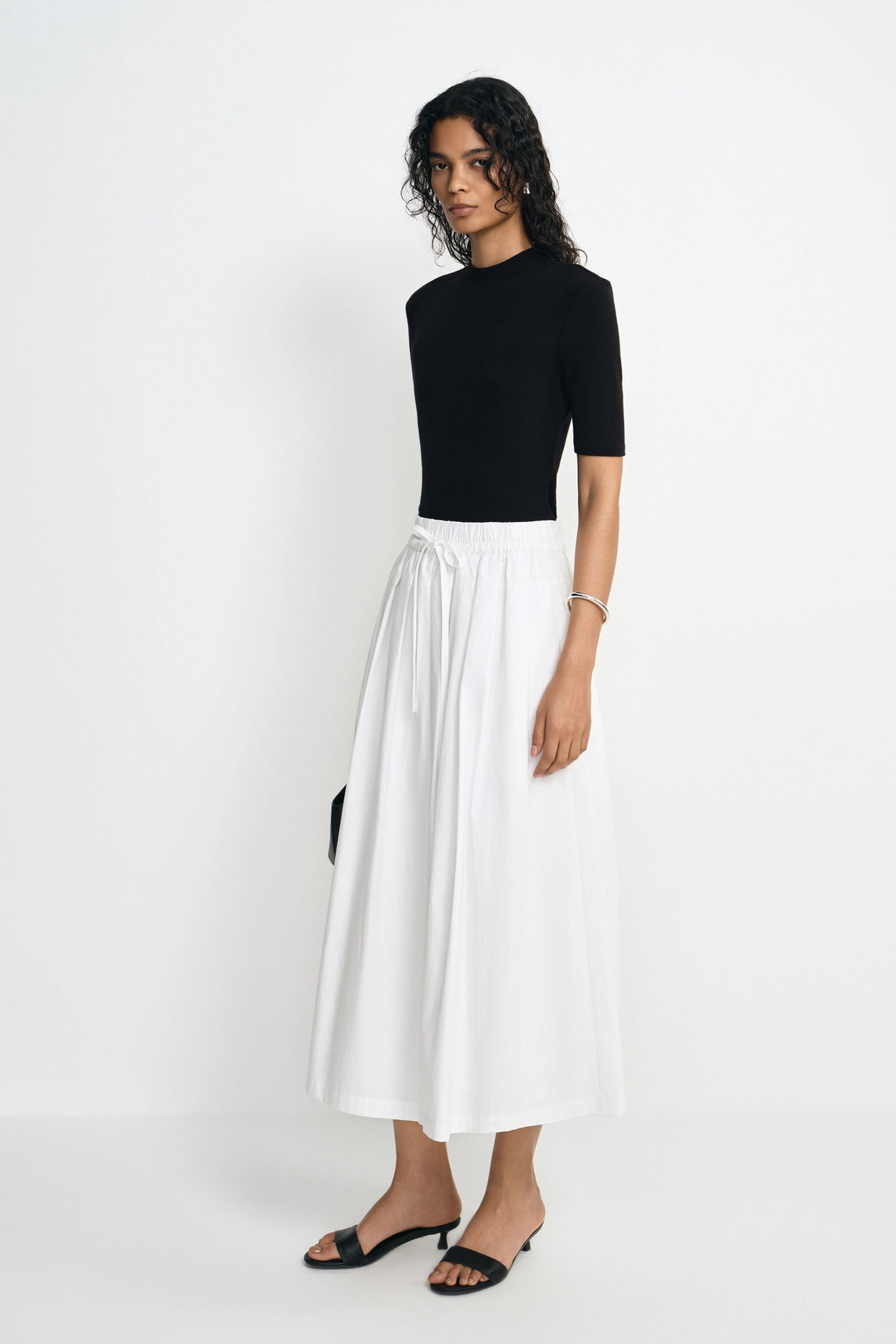 Panier Drawstring Waist Pleated Skirt