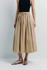 Panier Drawstring Waist Pleated Skirt Khaki