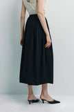Ballon Heavy Poplin Pleated Skirt Black