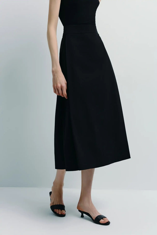 Orléans Pocket Pleat Skirt Black