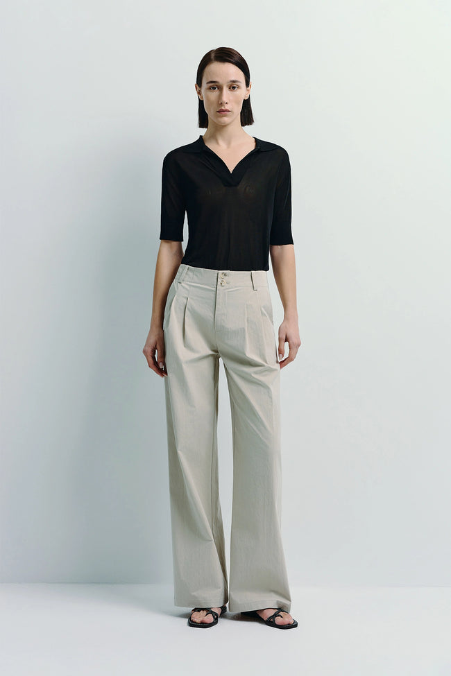 Vélo Crinkled Cotton Wide Leg Pant Sand