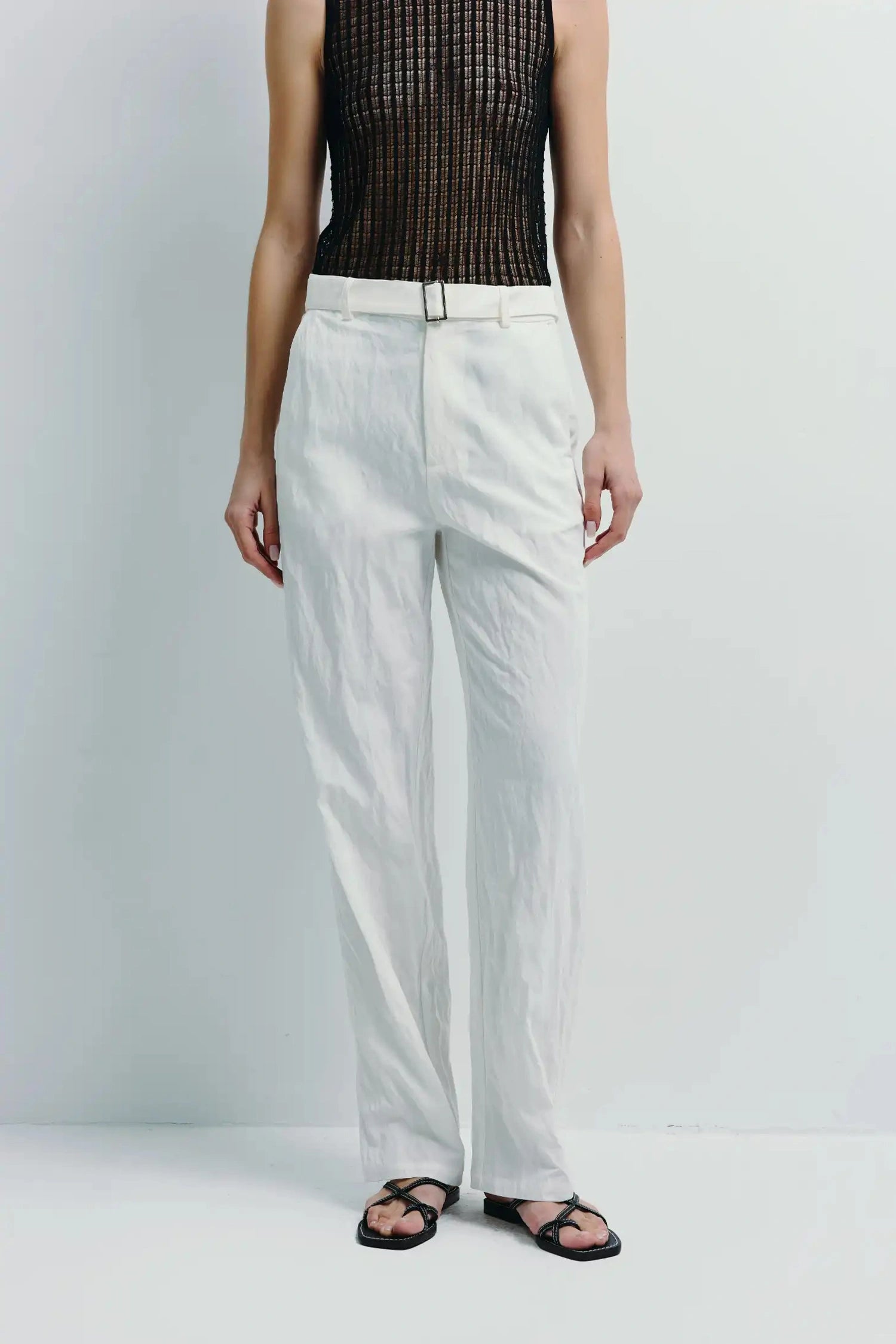 Terrases Crinkled Poplin Pant White