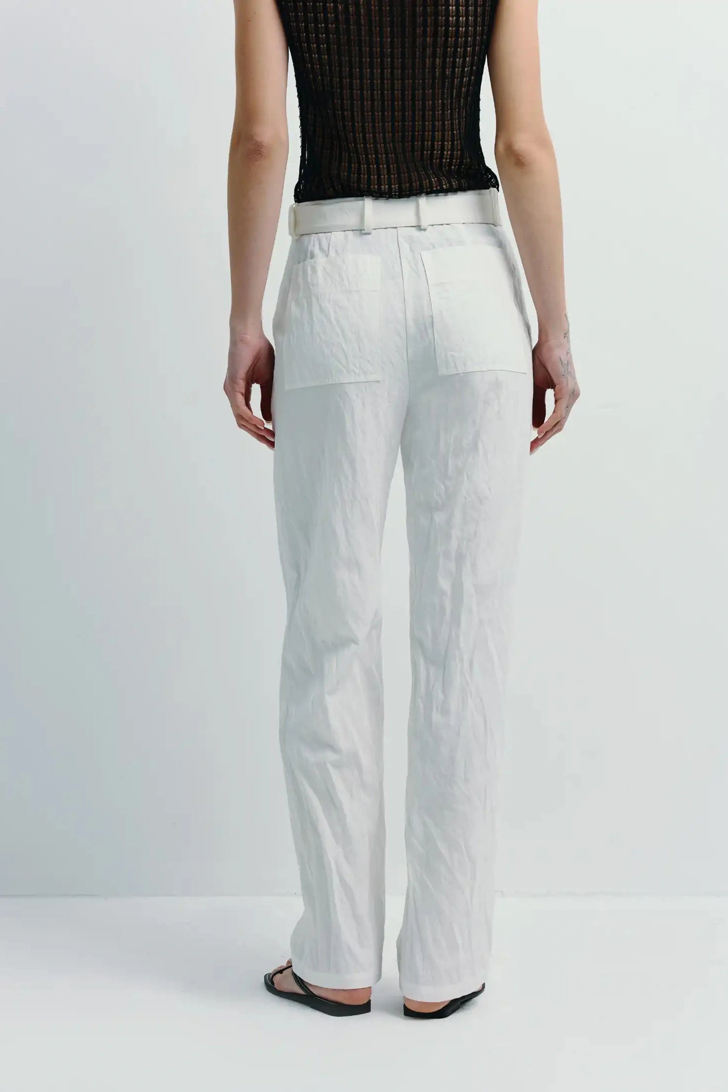 Terrases Crinkled Poplin Pant White