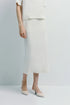 Cream linen blend pencil skirt, part of a minimalist elegant outfit for women