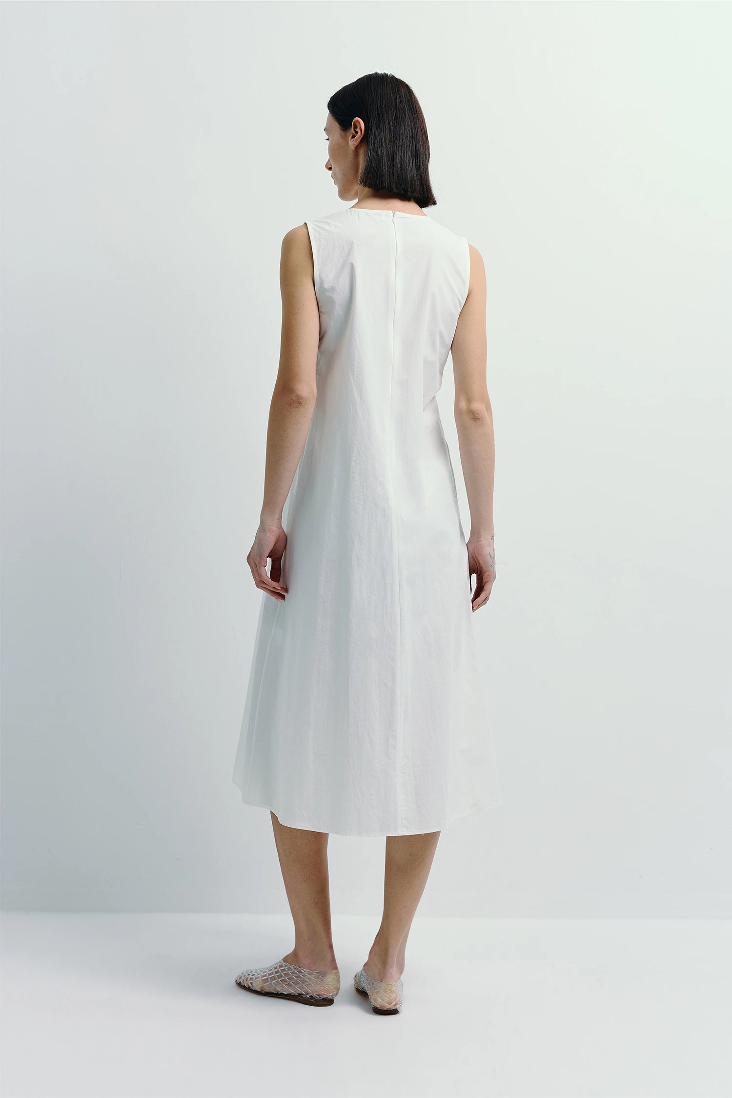 Toulouse Origami Pleat Designer Dress | 100% Cotton & A-Line | Sculptural Elegance | Rue Sophie XXS / White Toulouse Origami Pleat Designer Dress | 100% Cotton & A-Line | Sculptural Elegance | Rue Sophie XXS / White