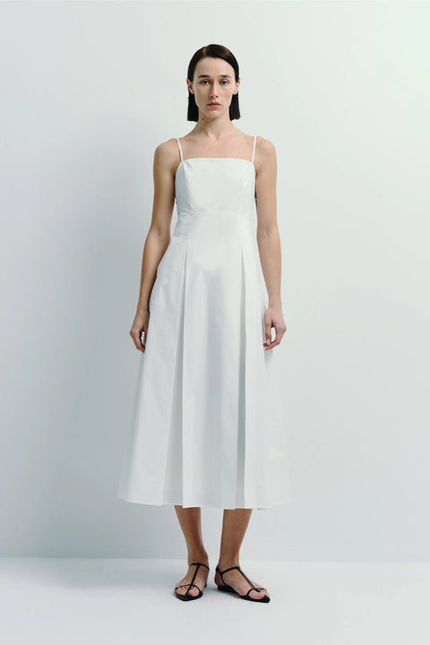 Nantes Pleat Front Cami Dress White