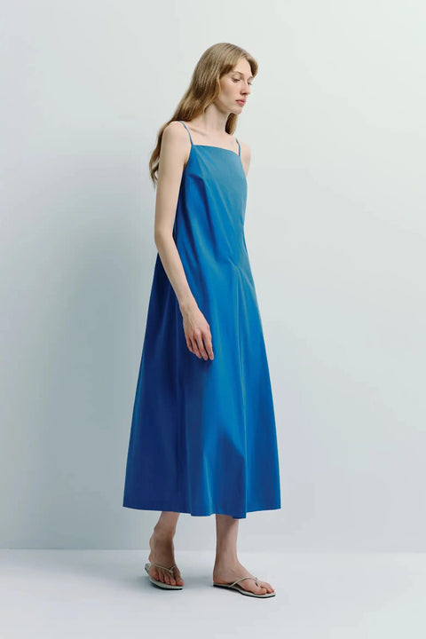 Voile Box Pleat Cami Dress Cobalt