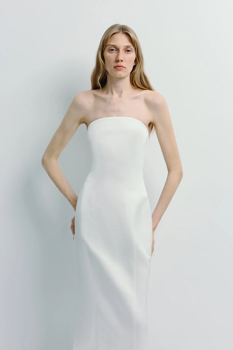 Lorraine Strapless Dress Off White