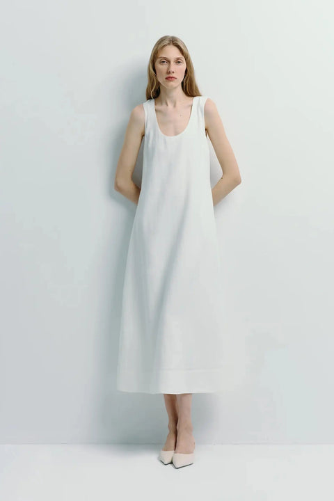 Adeline Scoop Neck Dress White