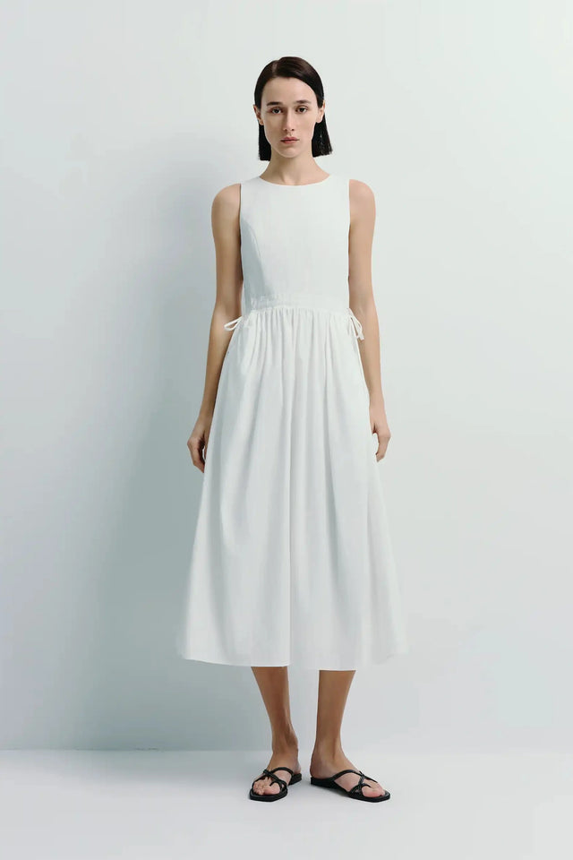 Tours Gathered Pocket Dress White