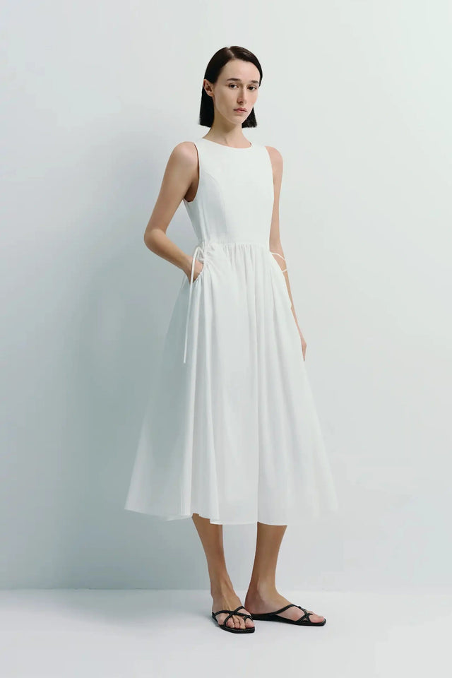 Tours Gathered Pocket Dress White