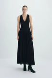 Gisele Deep V-Neck Maxi Dress Black