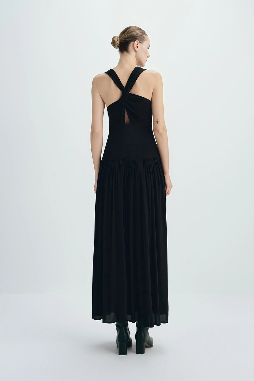 Gisele Deep V-Neck Maxi Dress Black