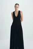Gisele Deep V-Neck Maxi Dress Black
