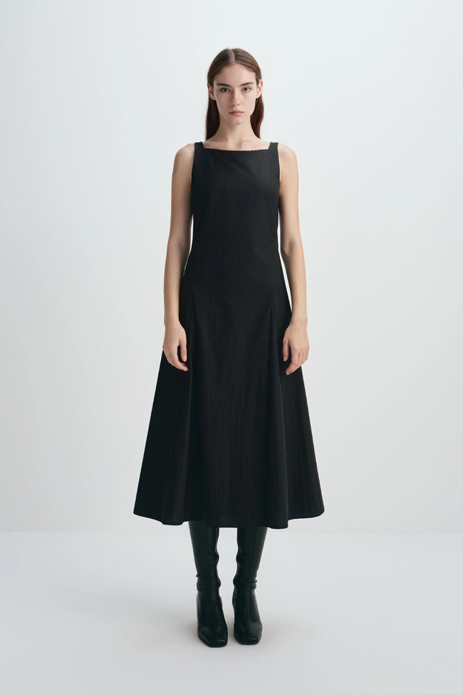 Carré High Square Neck Midi Dress Black
