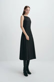 Carré High Square Neck Midi Dress Black