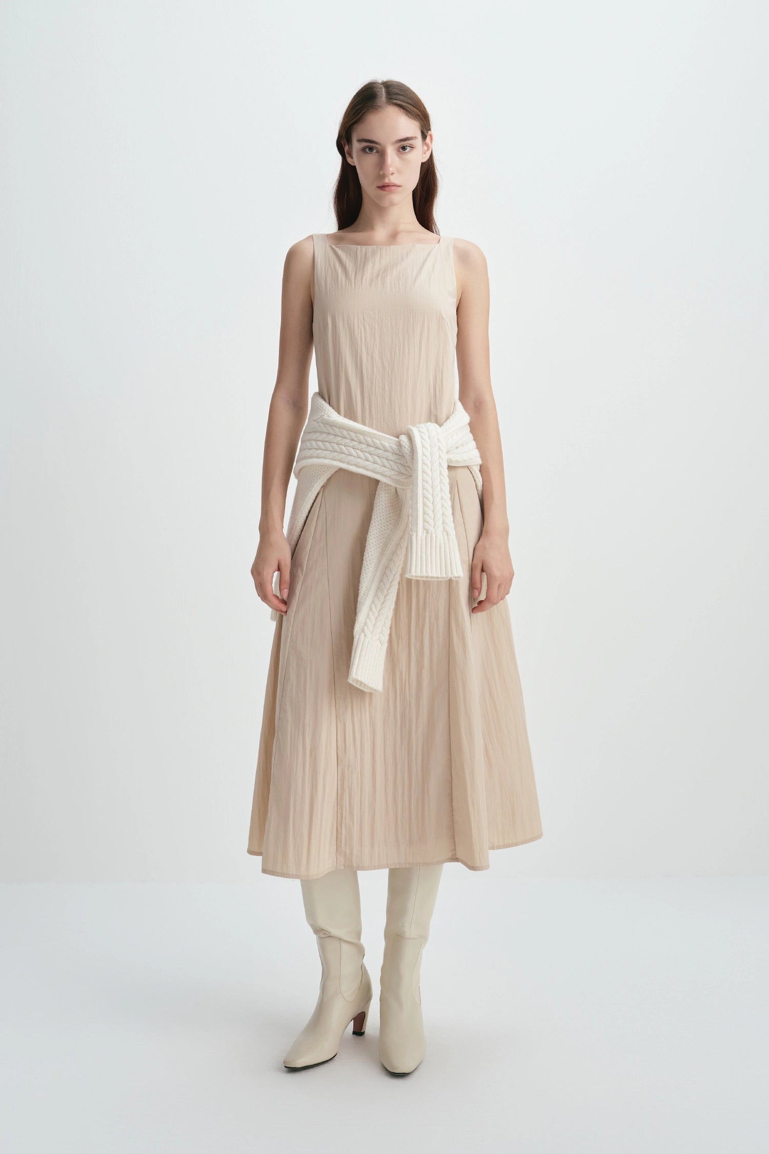 Carré High Square Neck Midi Dress