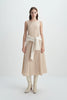 Carré High Square Neck Midi Dress Sand