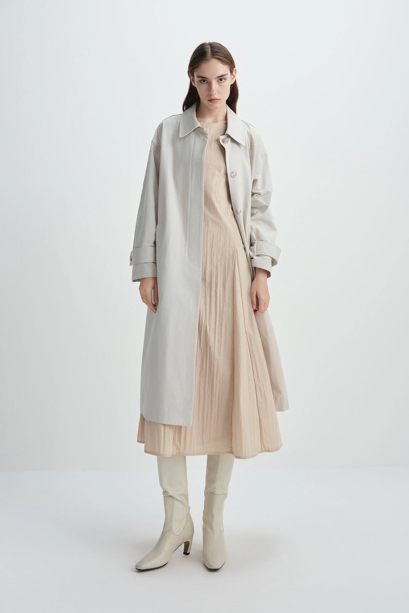 Carré High Square Neck Midi Dress Sand