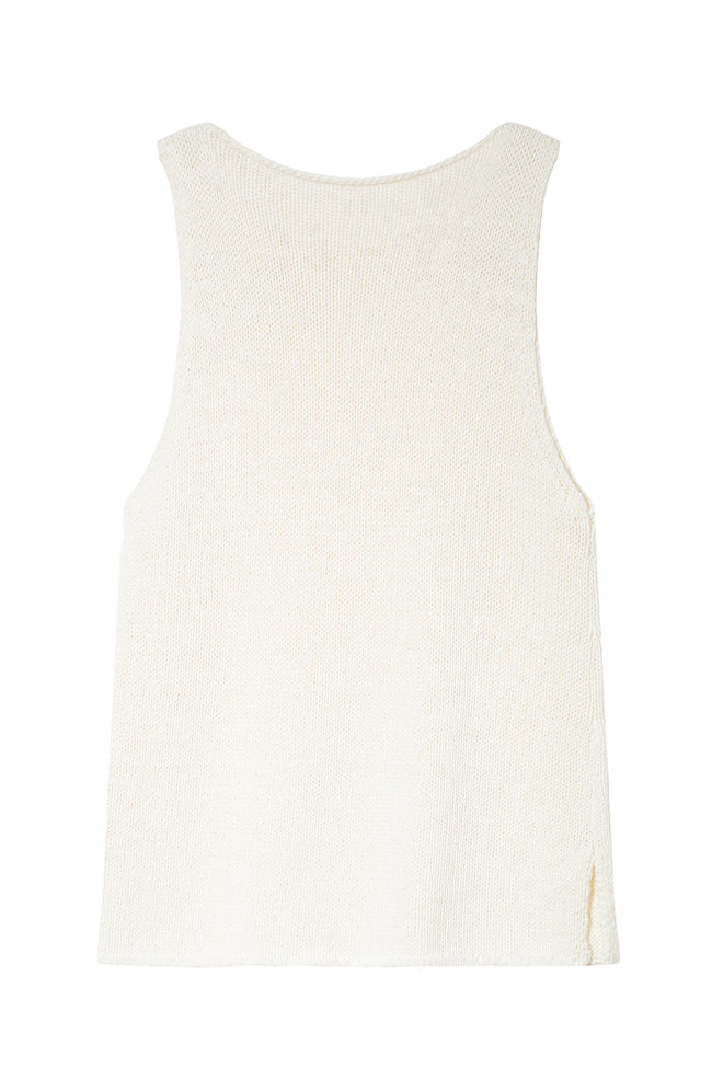 Tricot Boatneck Sweater Tank White