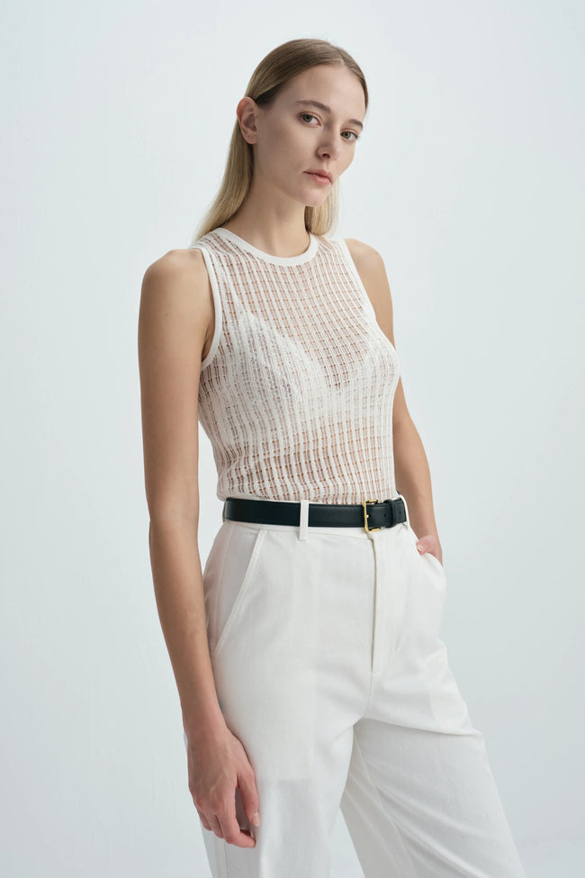 Traverse Lace-Stitch Knit Top