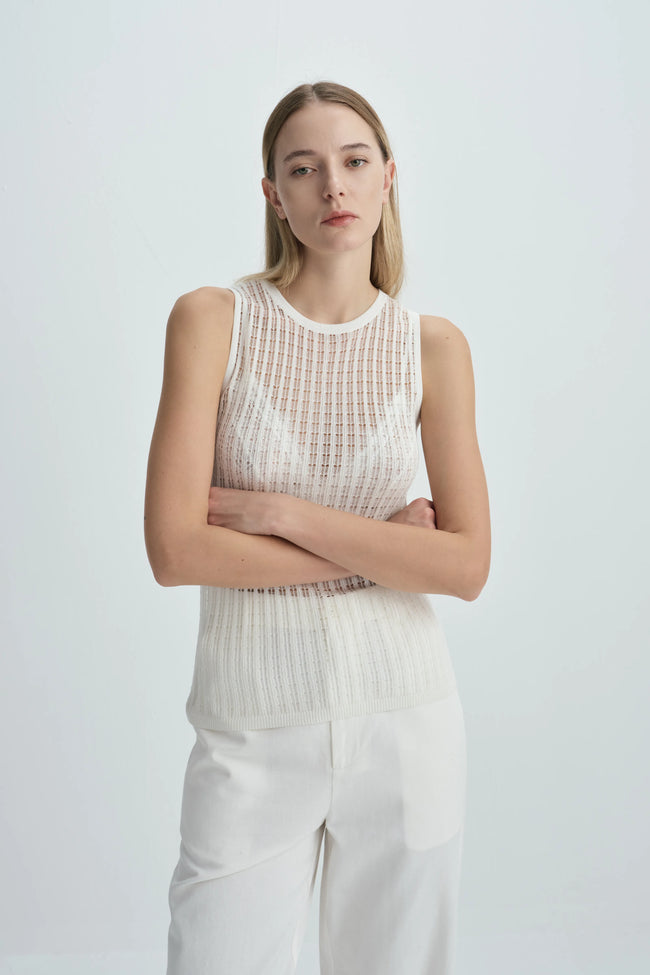 Traverse Lace-Stitch Knit Top