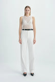 Traverse Lace-Stitch Knit Top White