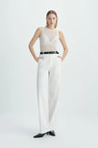 Traverse Lace-Stitch Knit Top White