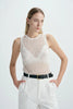 Traverse Lace-Stitch Knit Top White