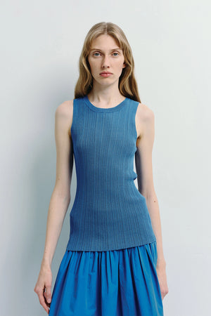 Monique Ribbed Knit Top Cobalt