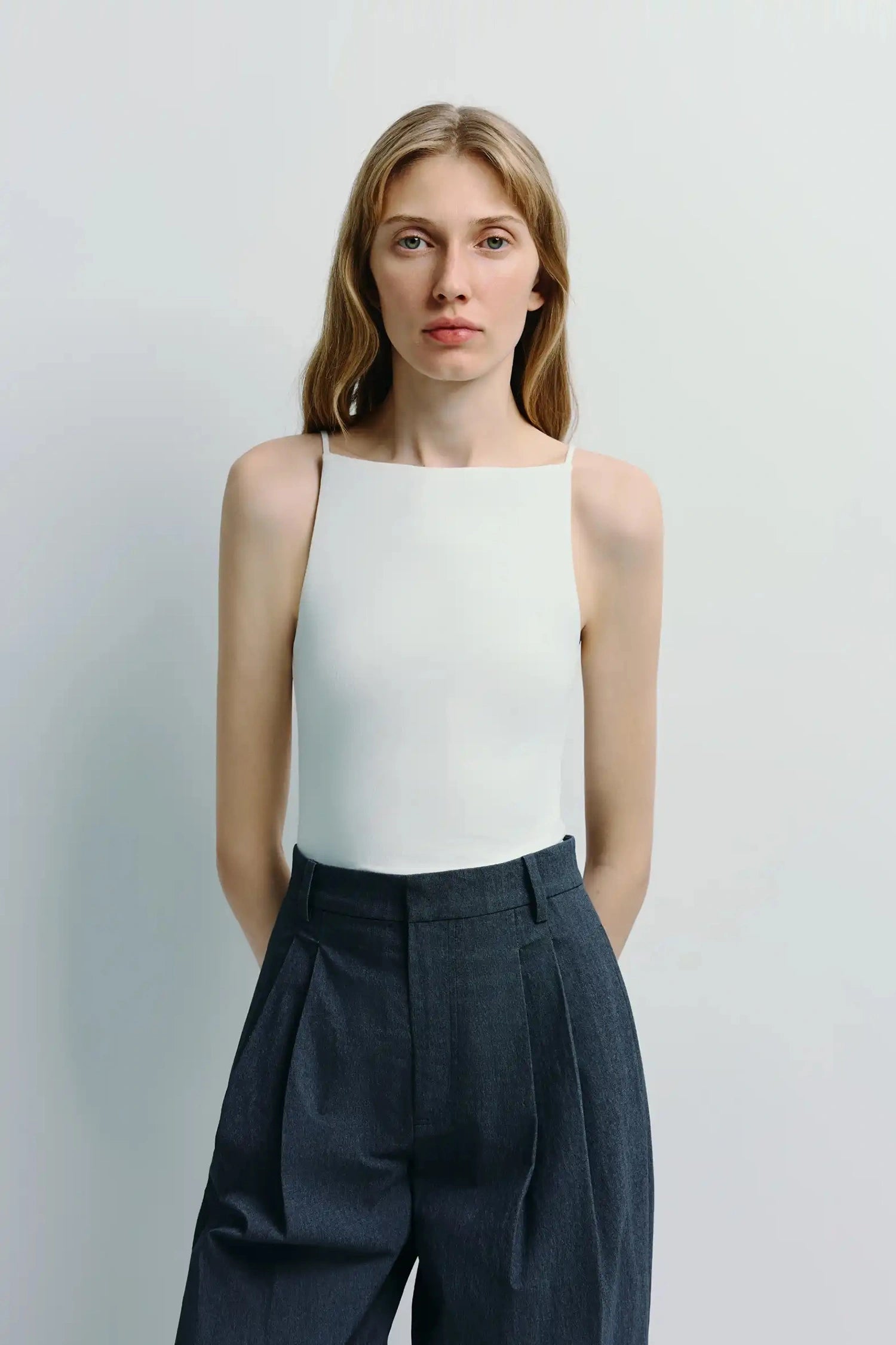 Chantilly Square Neck Cami Top White
