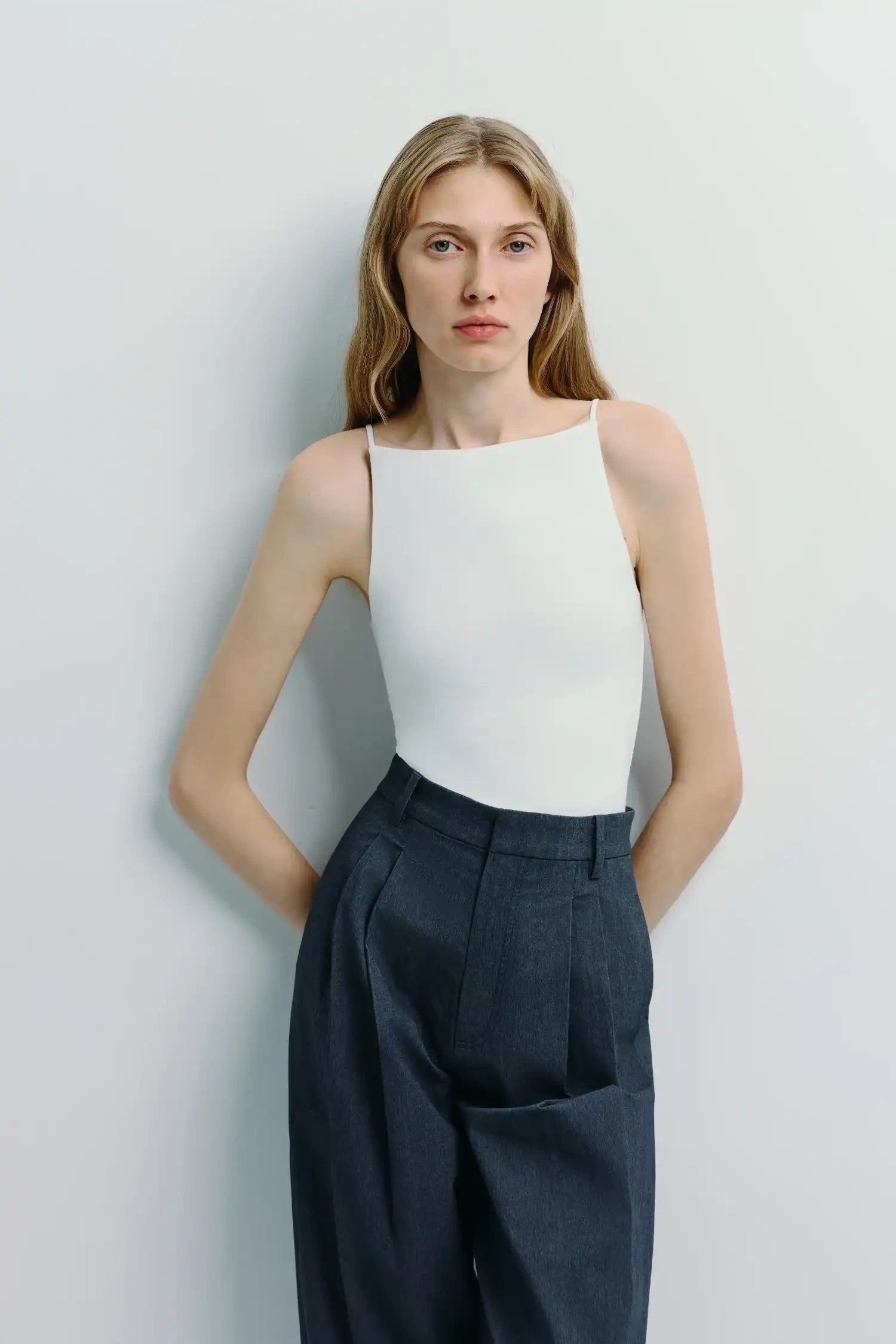 Chantilly Square Neck Cami Top White