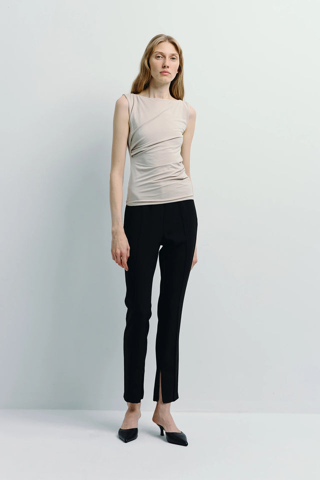 Fantine Side Pleat Top Oat