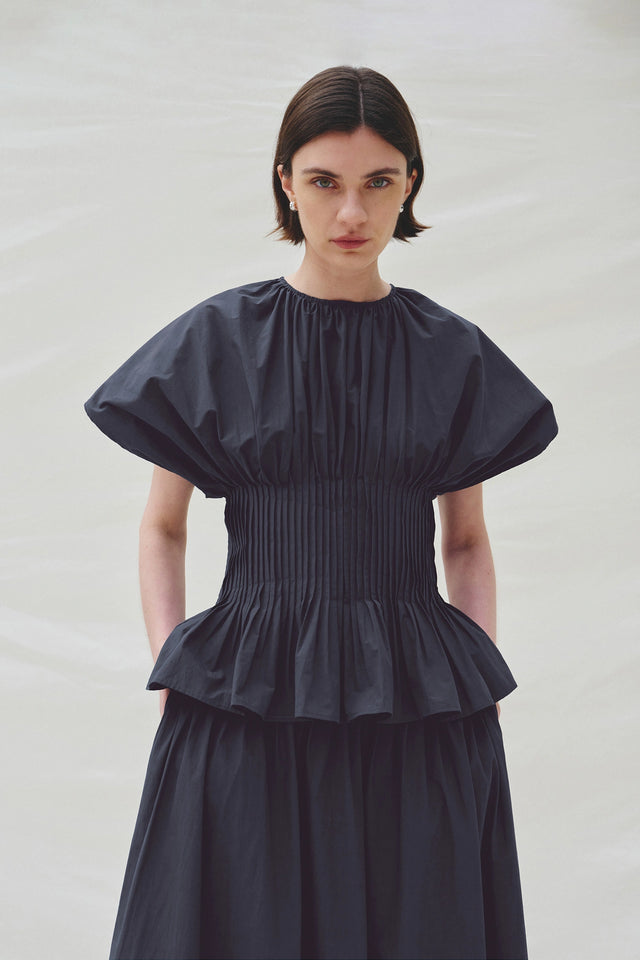 Piquenique Pintuck Shirt-Navy